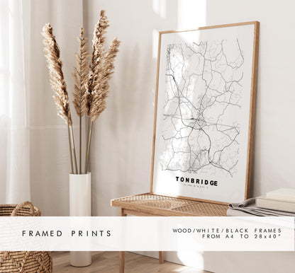 Tonbridge Map Print - Minimalist City Map Poster - Map Art - UK - Tonbridge Print - Tonbridge, Kent - Different Colours Available