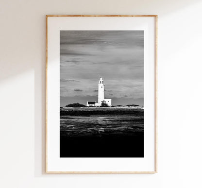Hurst Point Lighthouse Photography Print - Hampshire Photography Prints -  Frame and Canvas Options - Portrait  - UK - Black and White