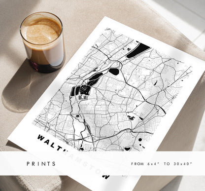 Walthamstow Map Print - Minimalist City Map Poster - Map Art - UK - Walthamstow Print - Walthamstow, London - Different Colours Available