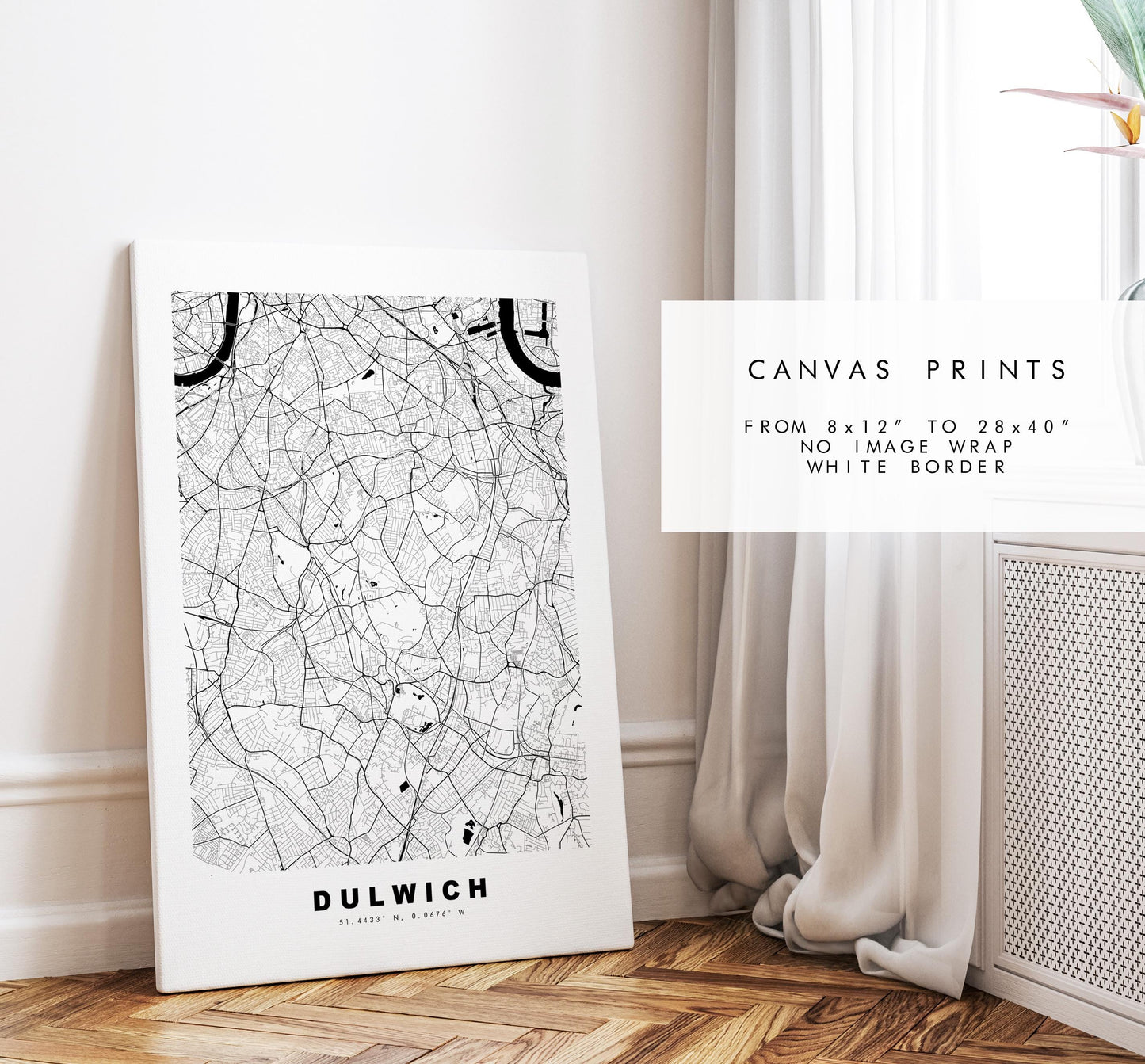 Dulwich Map Print - Minimalist City Map Poster - Map Art - UK - Dulwich Print - Dulwich, London - Different Colours Available