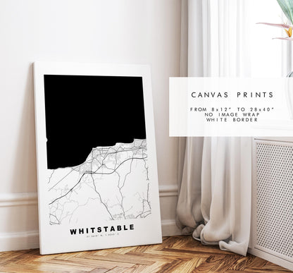 Whitstable Map Print - Minimalist City Map Poster - Map Art - UK - Whitstable Print - Whitstable, Kent - Different Colours Available