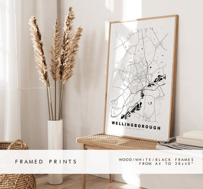 Wellingborough Map Print - Minimalist City Map Poster - Map Art - UK - Wellingborough Print - Wellingborough - Different Colours Available