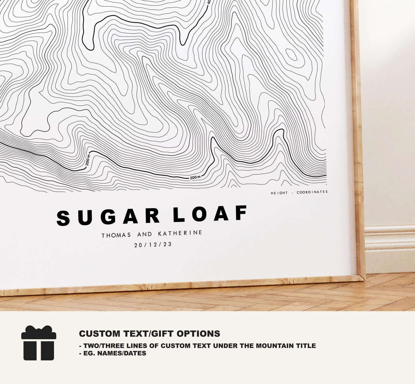 Sugar Loaf Print - Contour Map - Monmouthshire - Wales - Topographic Map - Print - Poster - Wall Art - Sugar Loaf Poster - The Sugar Loaf