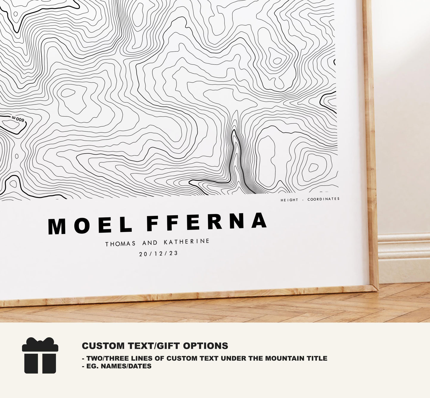 Moel Fferna Print - Contour Map - Berwyn Range - Wales - Topographic Map - Print - Wall Art - Moel Fferna Poster - Contour Map - Topography