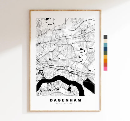 Dagenham Map Print - Minimalist City Map Poster - Map Art - UK - Dagenham Print - Dagenham, London - Different Colours Available