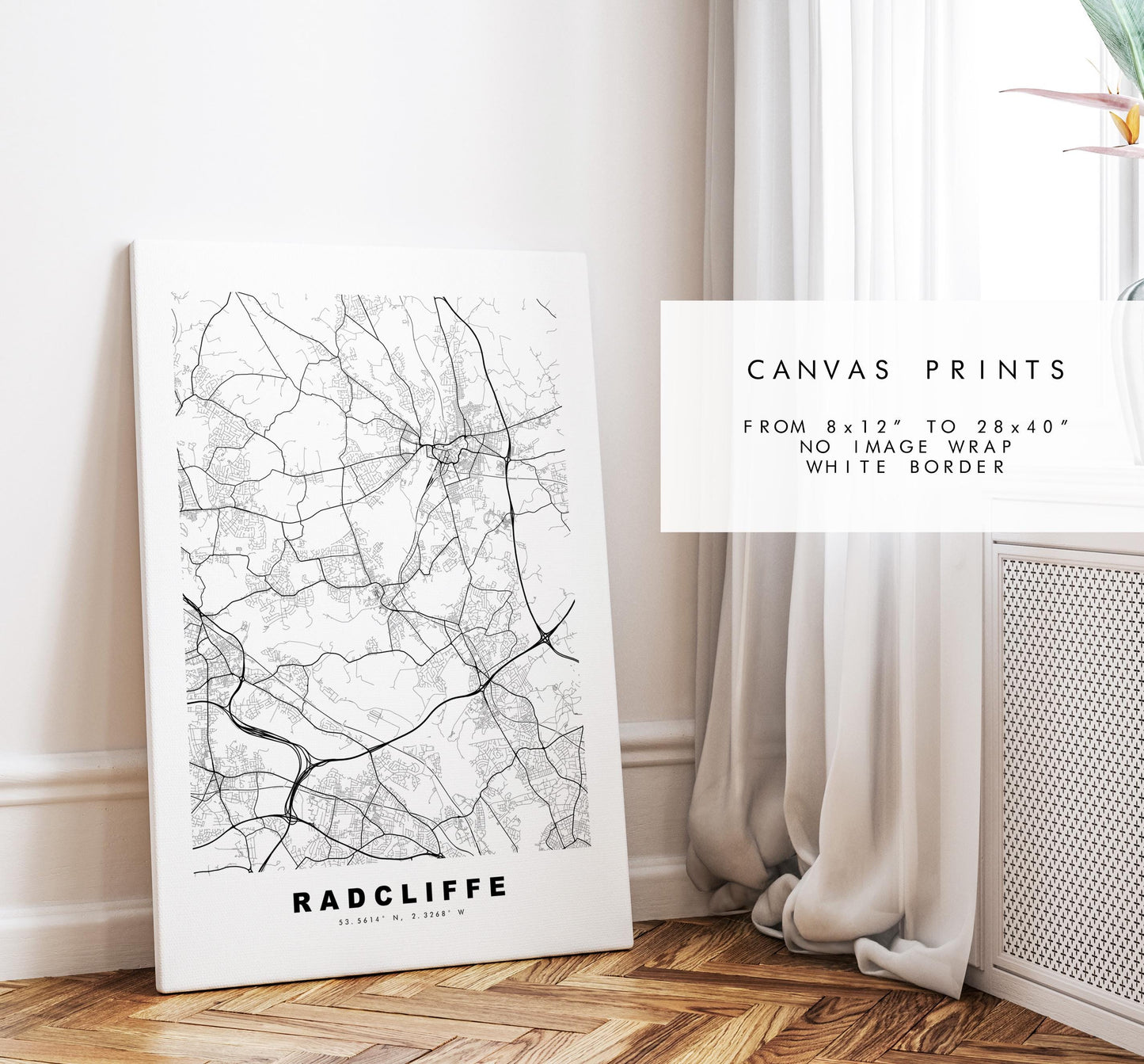Radcliffe Map Print - Minimalist City Map Poster - Map Art - UK - Radcliffe Print - Radcliffe, Manchester - Different Colours Available