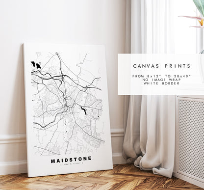 Maidstone Map Print - Minimalist City Map Poster - Map Wall Art - UK - Maidstone Print - Maidstone Poster - Different Colours Available