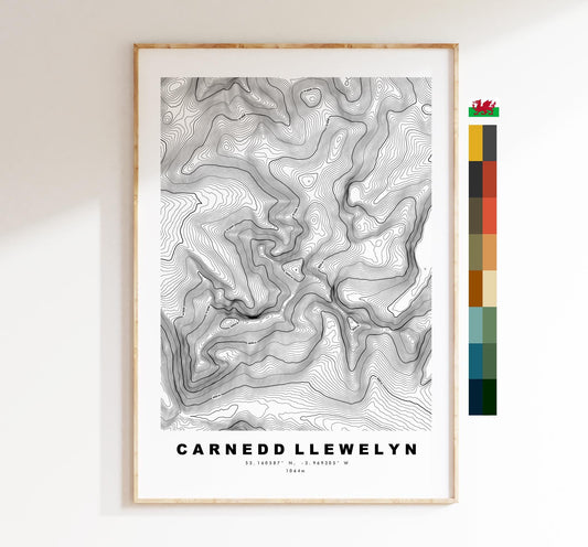 Carnedd Llewelyn Print - Contour Map - Snowdonia - Wales - Topographic Map - Print - Poster - Wall Art - Carnedd Llywelyn - Carneddau