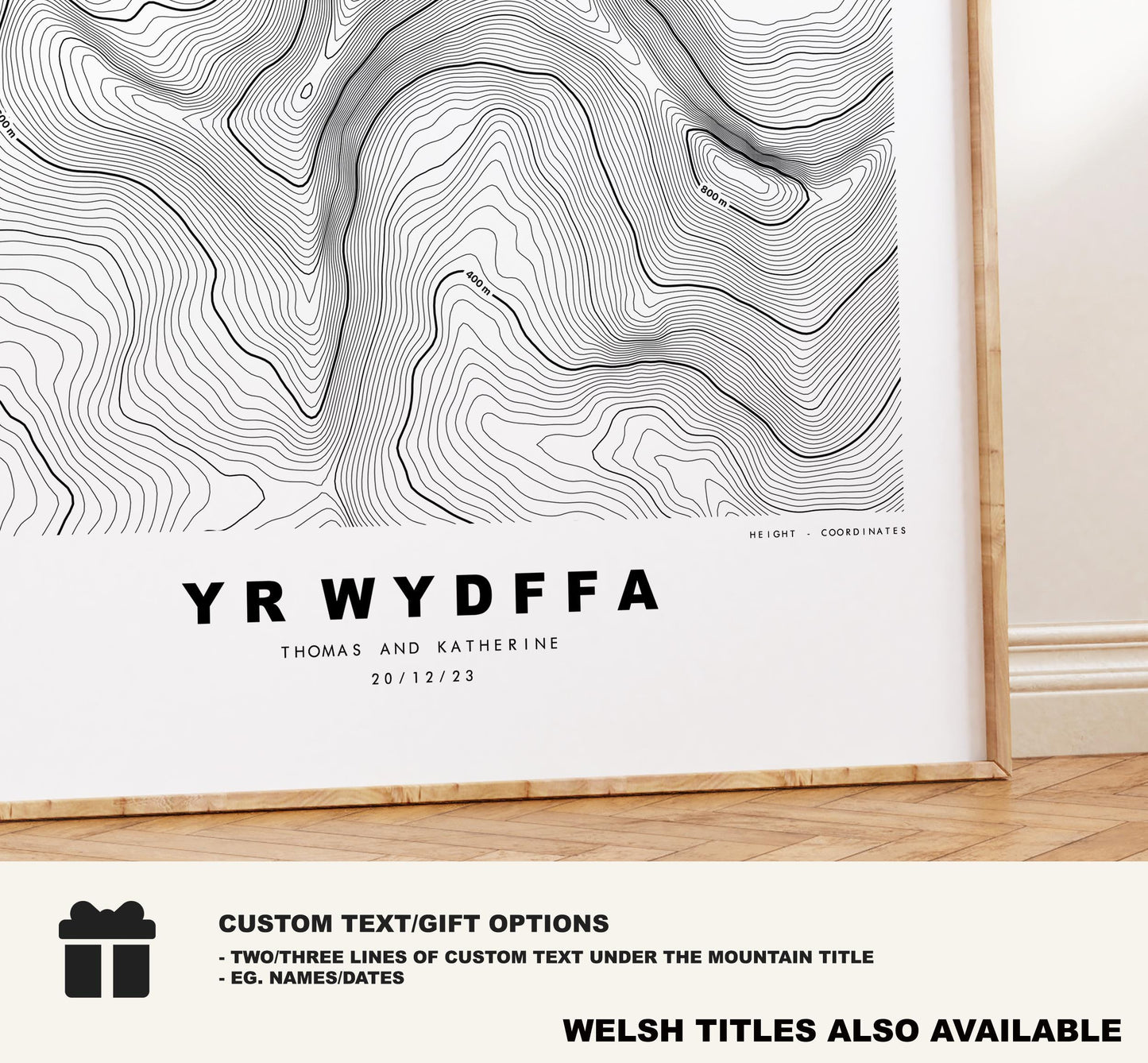 Welsh Three Peaks Print Set x3 - Snowdon - Pen Y Fan - Cadair Idris - Contour Maps - Wales Three Peaks - Yr Wyddfa - Penygader