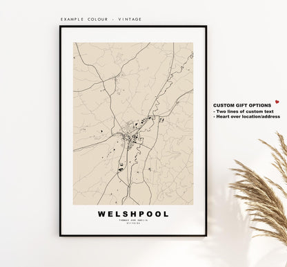 Welshpool Map Print - Minimalist City Map Poster - Map Art - Wales - UK - Welshpool Print - Welshpool Poster - Different Colours Available