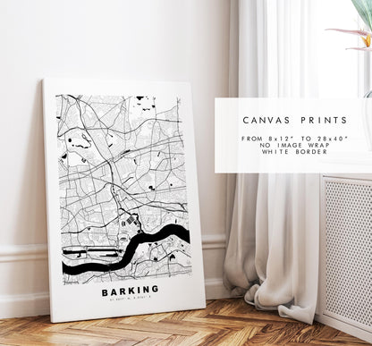 Barking Map Print - Minimalist City Map Poster - Map Art - UK - Barking Print - Barking, London - Different Colours Available