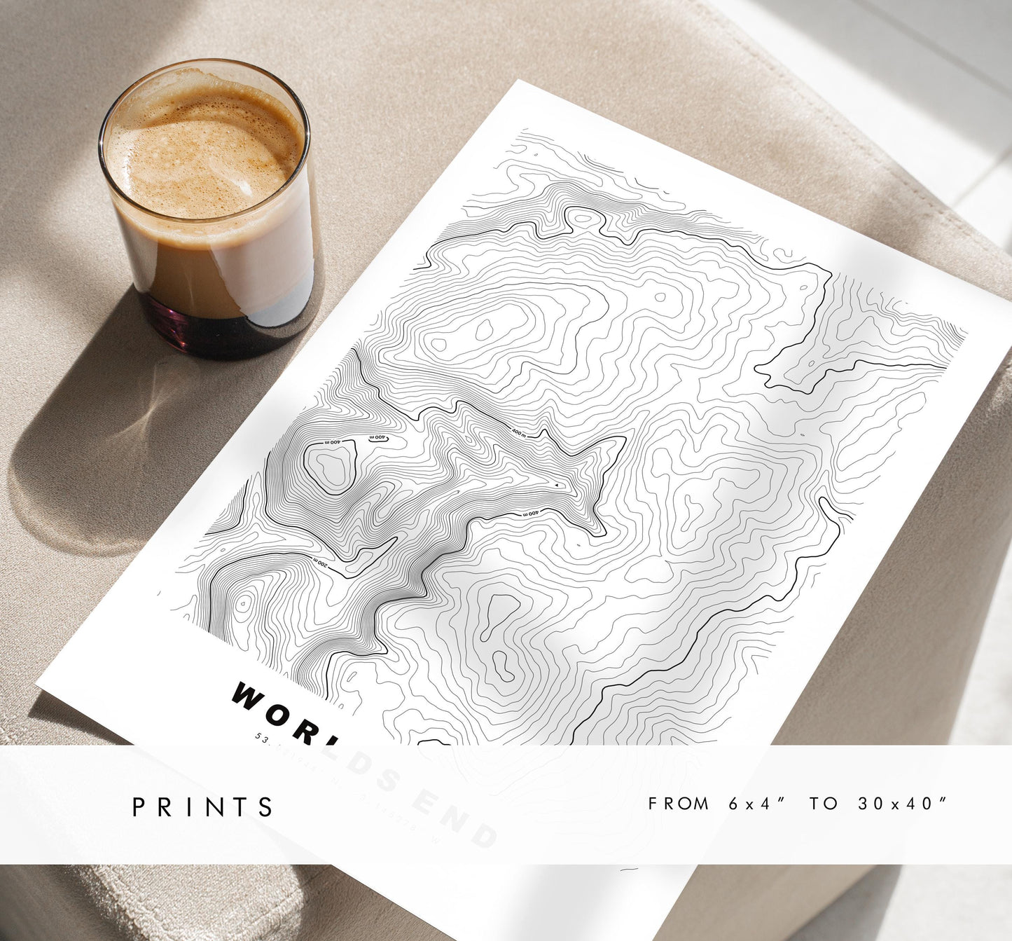 World's End Print - Contour Map - Eglwyseg - Wales - Topographic Map - Print - Poster - Wall Art - Eglwyseg Valley - Map - Pen Draw'r Byd