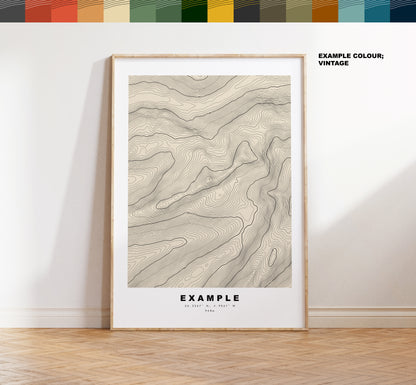 Custom Contour Map - Any Mountain/Peak, Any Country - Different Colours Available