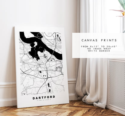 Dartford Map Print - Minimalist City Map Poster - Map Wall Art - UK - Dartford Print - Dartford Poster - Different Colours Available