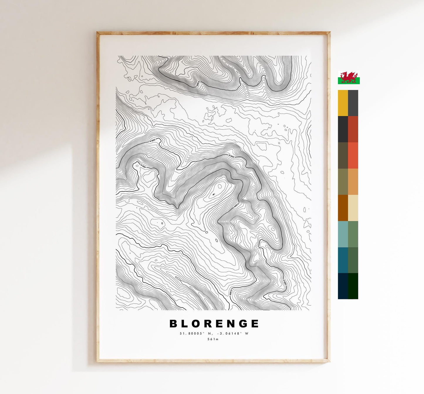 Blorenge Print - Contour Map - Brecon Beacons - Wales - Topographic Map - Wall Art - Blorenge Contour Map - Topography - Abergavenny