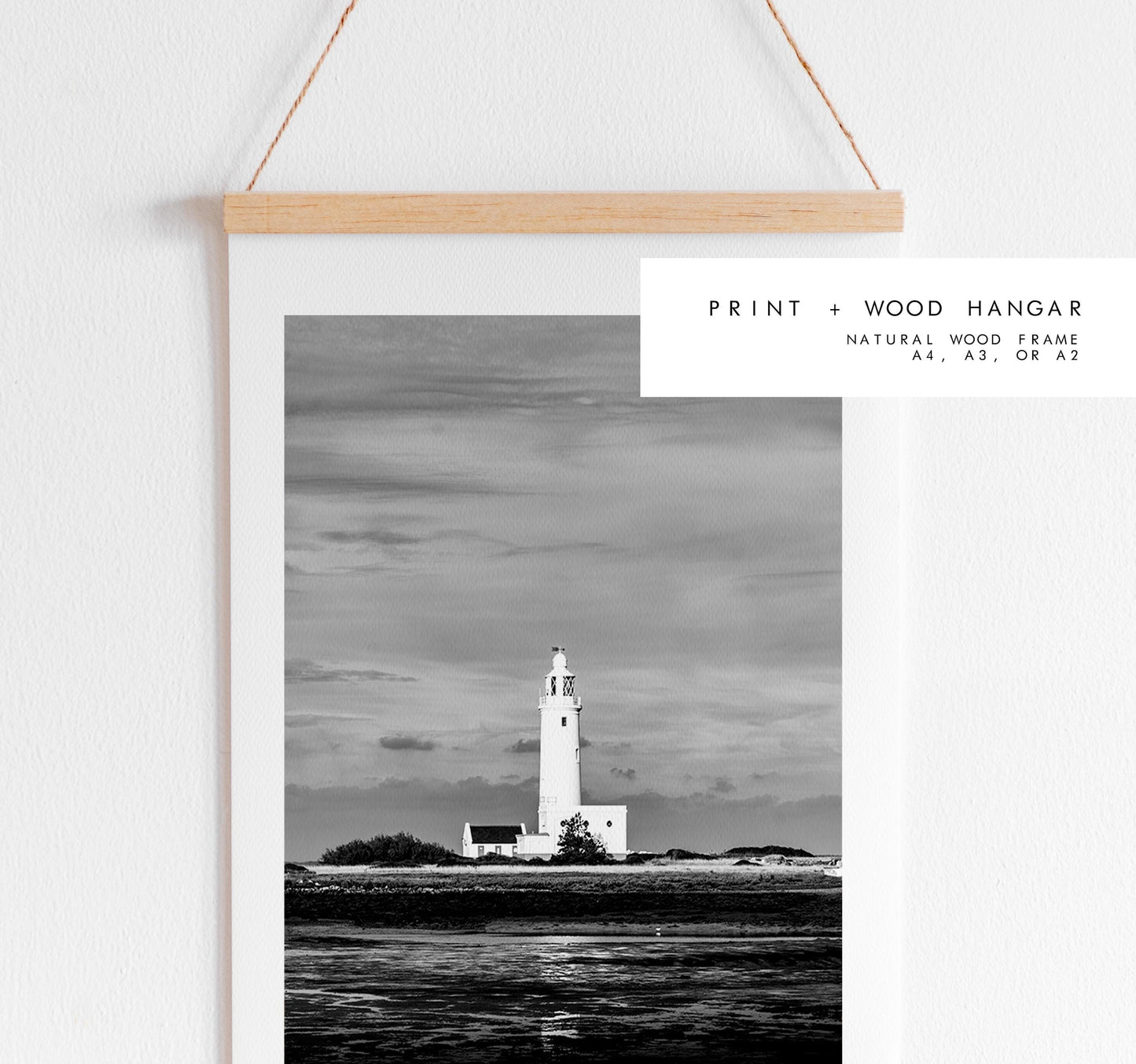 Hurst Point Lighthouse Photography Print - Hampshire Photography Prints -  Frame and Canvas Options - Portrait  - UK - Black and White