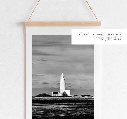 Hurst Point Lighthouse Photography Print - Hampshire Photography Prints -  Frame and Canvas Options - Portrait  - UK - Black and White