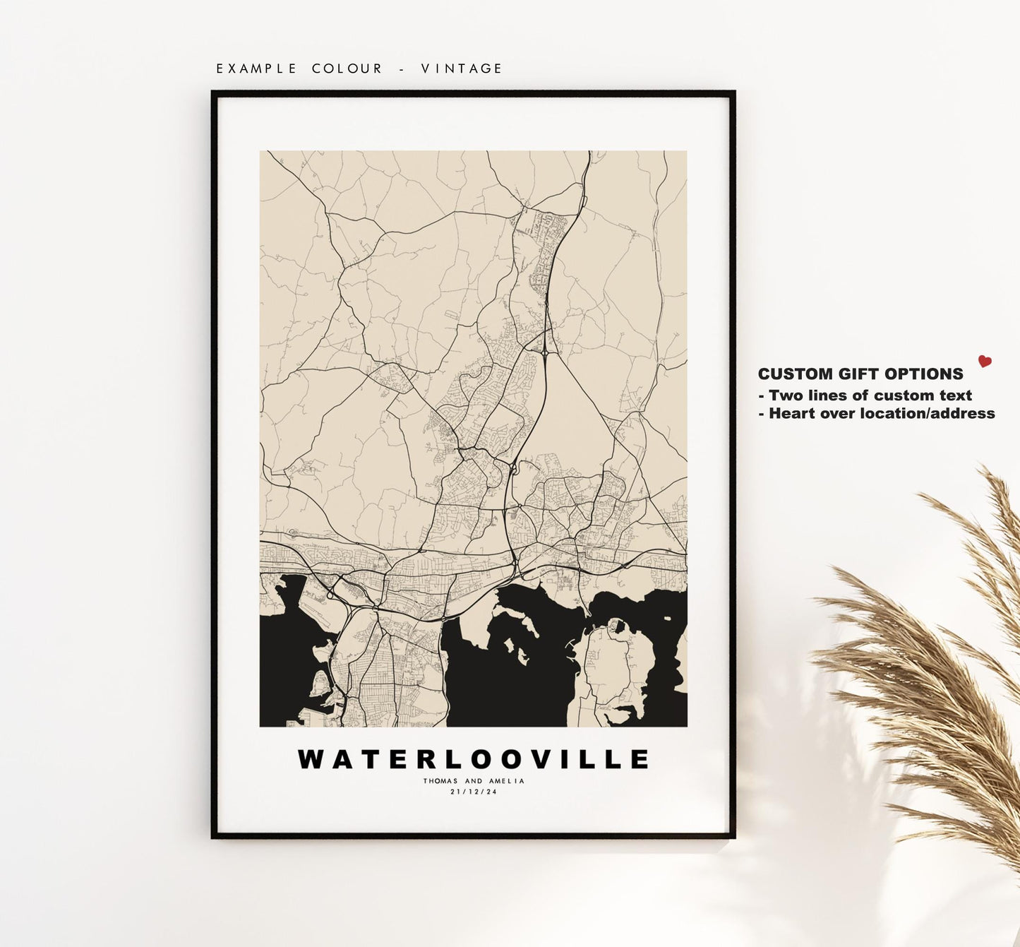 Waterlooville Map Print - Minimalist City Map Poster - Map Art - UK - Waterlooville Print - Hampshire - Different Colours Available