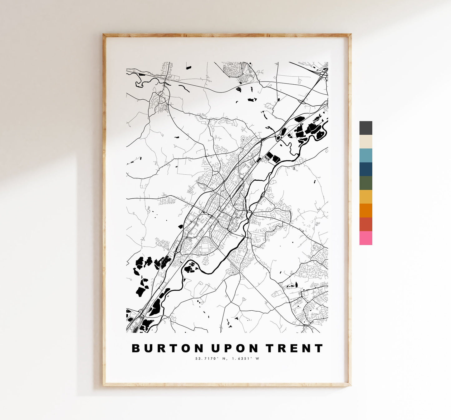 Burton upon Trent Map Print - Minimalist City Map Poster - Map Art - UK - Burton Print - Burton Poster - Different Colours Available