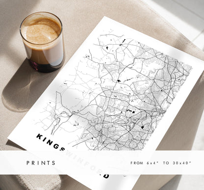Kingswinford Map Print - Minimalist City Map Poster - Map Art - UK - Kingswinford Print - West Midlands - Different Colours Available