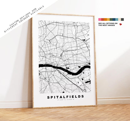 Spitalfields Map Print - Minimalist City Map Poster - Map Art - UK - Spitalfields Print - Spitalfields, London - Different Colours Available