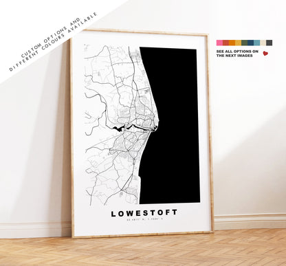 Lowestoft Map Print - Minimalist City Map Poster - Map Wall Art - UK - Lowestoft Print - Lowestoft Poster - Different Colours Available