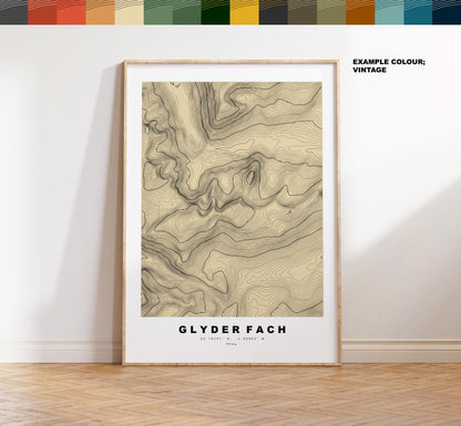 Glyder Fach Print - Contour Map - Snowdonia - Wales - Topographic Map - Print - Poster - Wall Art - Glyder Fach Poster - Glyderau
