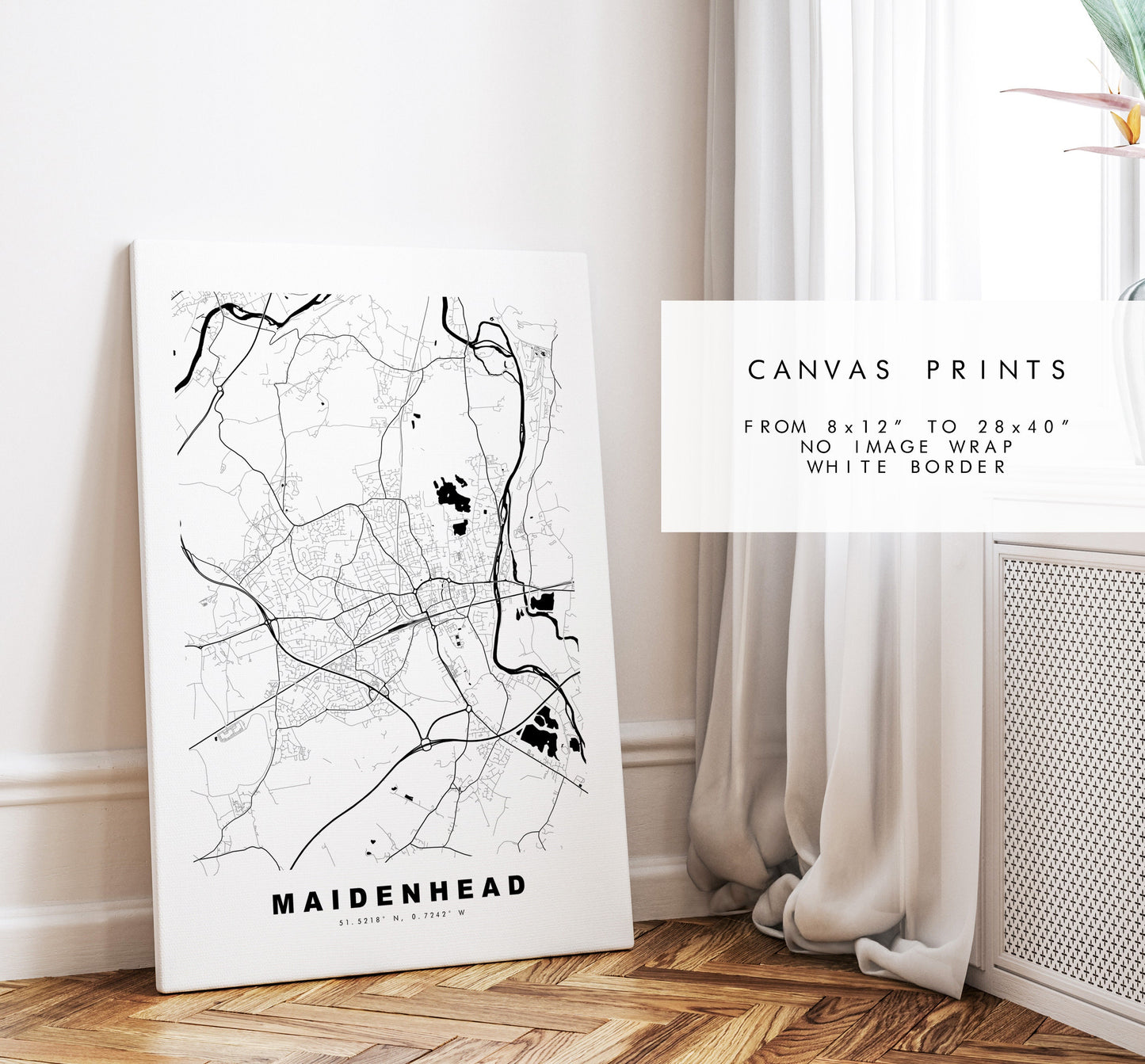 Maidenhead Map Print - Minimalist City Map Poster - Map Art - UK - Maidenhead Print - Maidenhead Poster - Different Colours Available