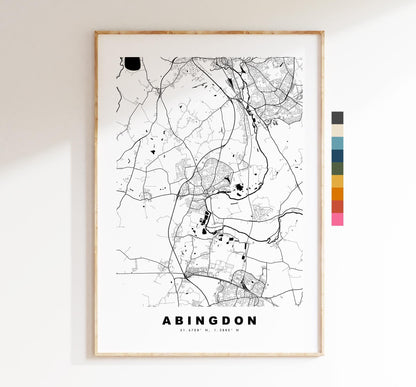 Abingdon Map Print - Minimalist City Map Poster - Map Art - UK - Abingdon Print - Abingdon, Oxfordshire Poster - Different Colours Available
