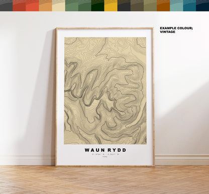 Waun Rydd Print - Contour Map - Brecon Beacons - Wales - Topographic Map - Print - Poster - Wall Art - Waun Rydd Poster - Map Print