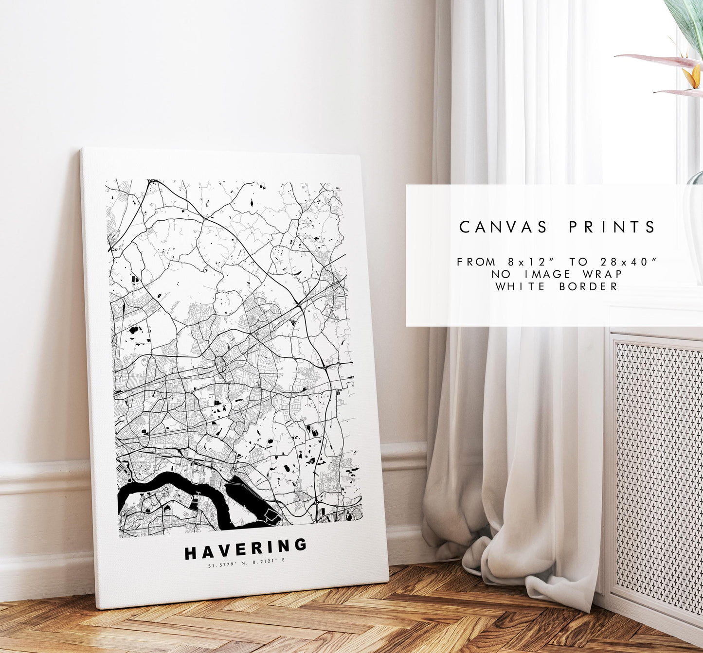Havering Map Print - Minimalist City Map Poster - Map Art - UK - Havering Print - Havering, London - Different Colours Available