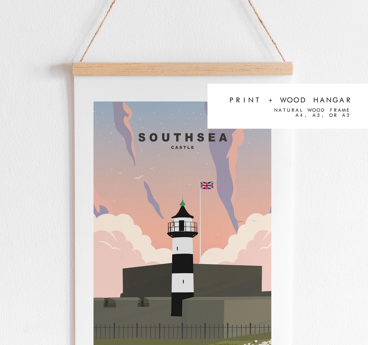 Southsea Castle Travel Poster (Sunset) - Wall Art Print - Southsea and Portsmouth Travel Posters - Prints or Framed Prints