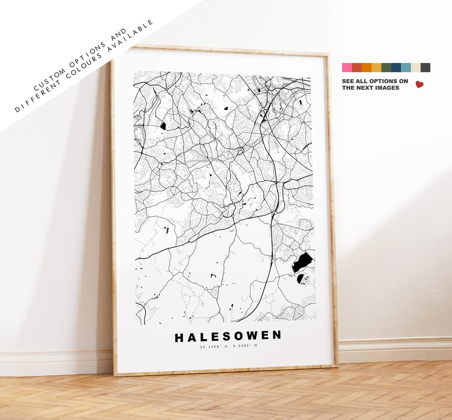 Halesowen Map Print - Minimalist City Map Poster - Map Art - UK - Halesowen Print - Halesowen Poster - Different Colours Available