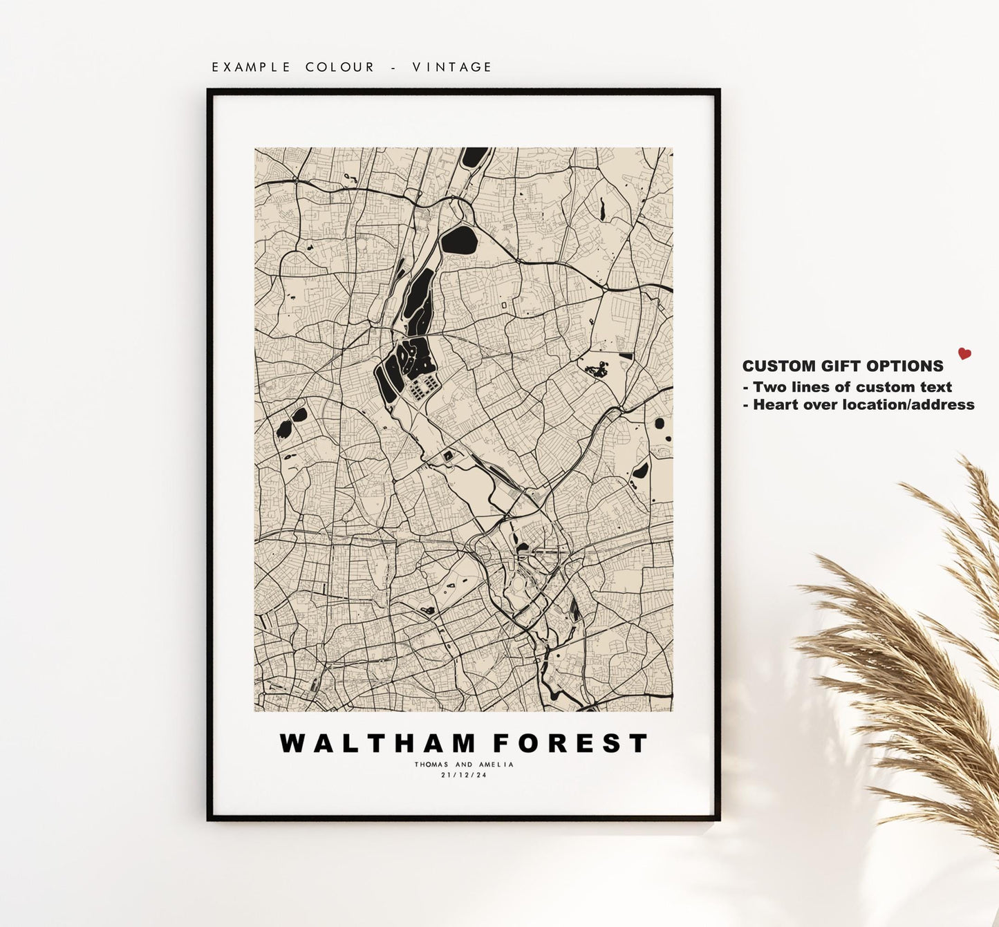 Waltham Forest Map Print - Minimalist City Map Poster - Map Art - UK - Waltham Forest Print - London - Different Colours Available