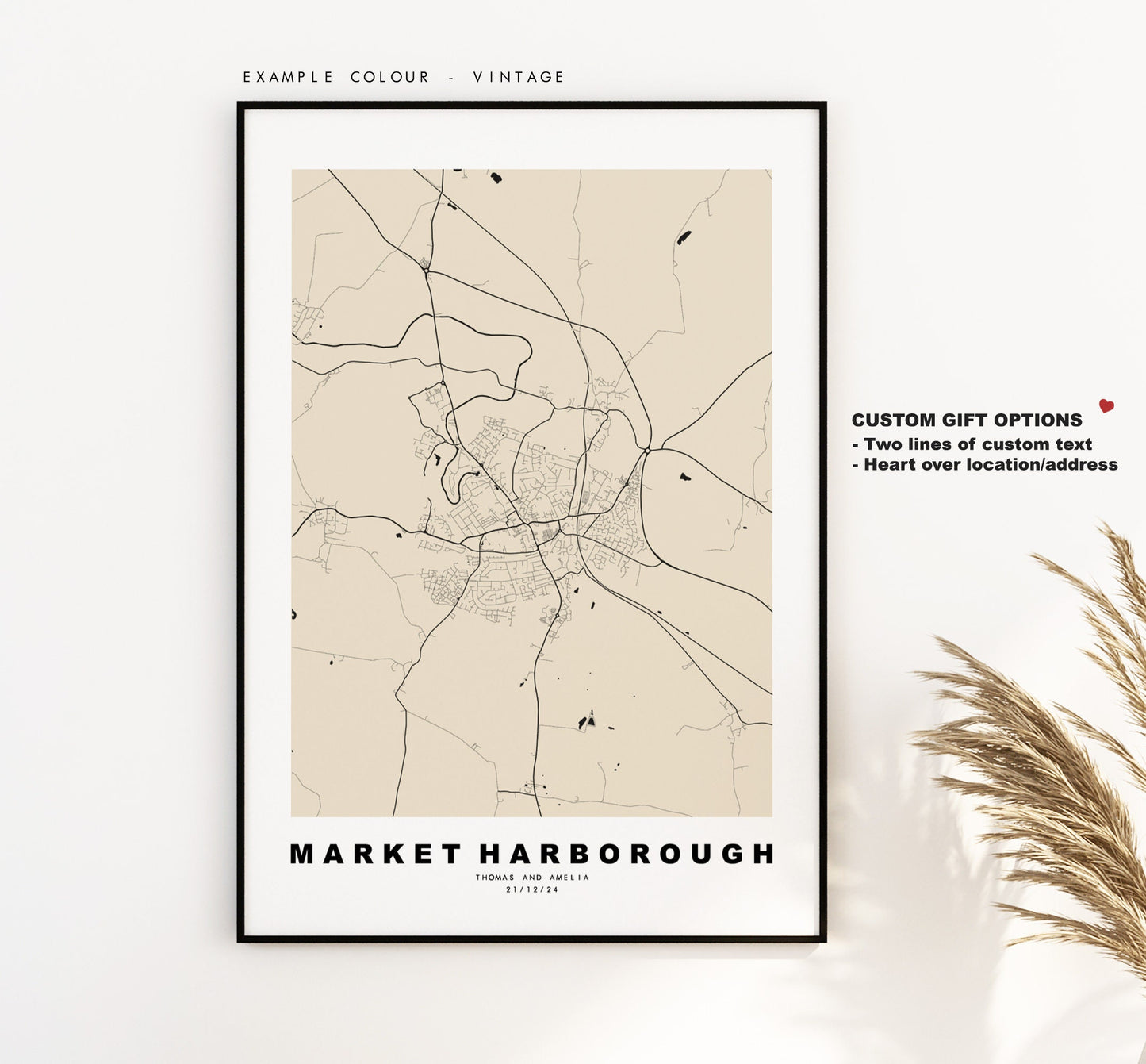 Market Harborough Map Print - Minimalist City Map Poster - Map Art - UK - Market Harborough Print - Poster - Different Colours Available
