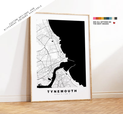 Tynemouth Map Print - Minimalist City Map Poster - Map Art - UK - Tynemouth Print - Tynemouth Poster - Different Colours Available
