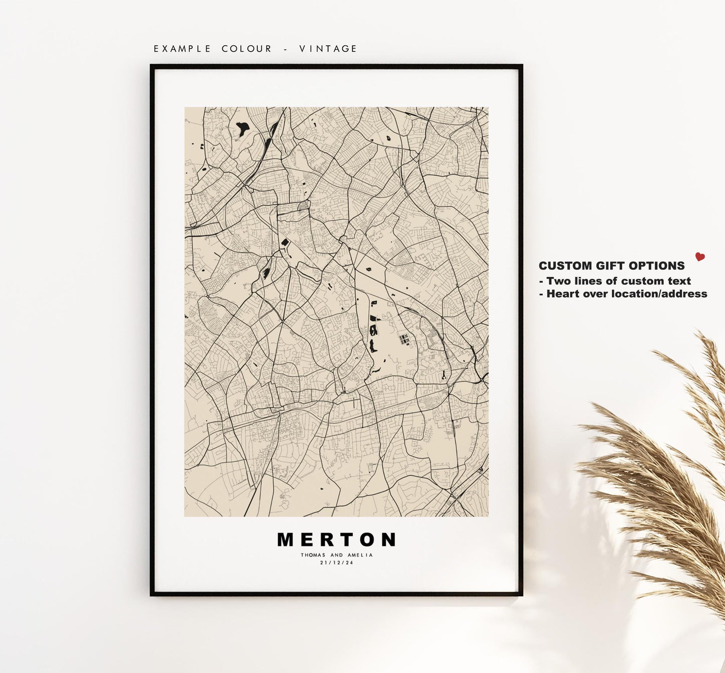 Merton Map Print - Minimalist City Map Poster - Map Art - UK - Merton Print - Merton, London - Different Colours Available