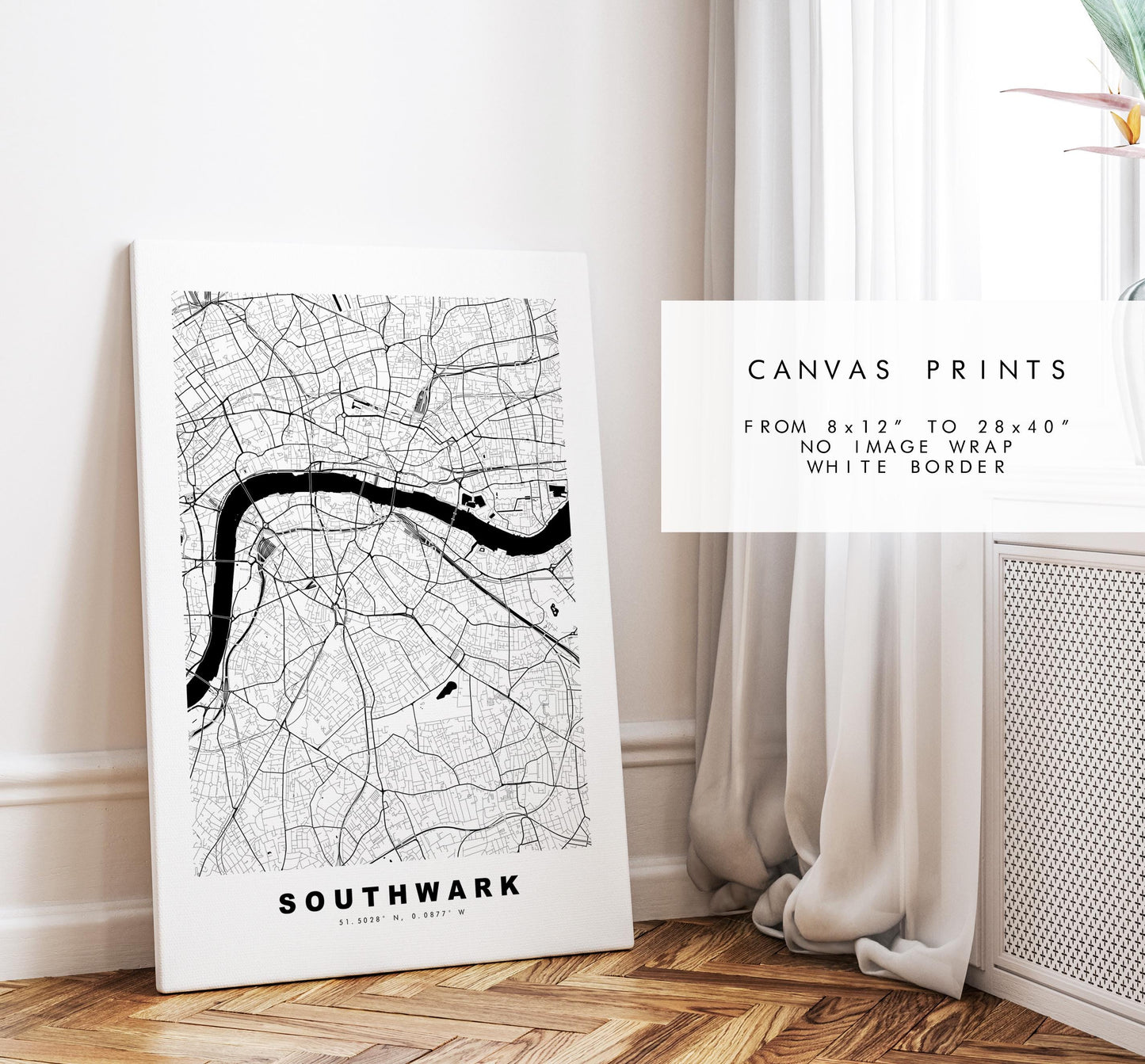 Southwark Map Print - Minimalist City Map Poster - Map Art - UK - Southwark Print - Southwark, London - Different Colours Available