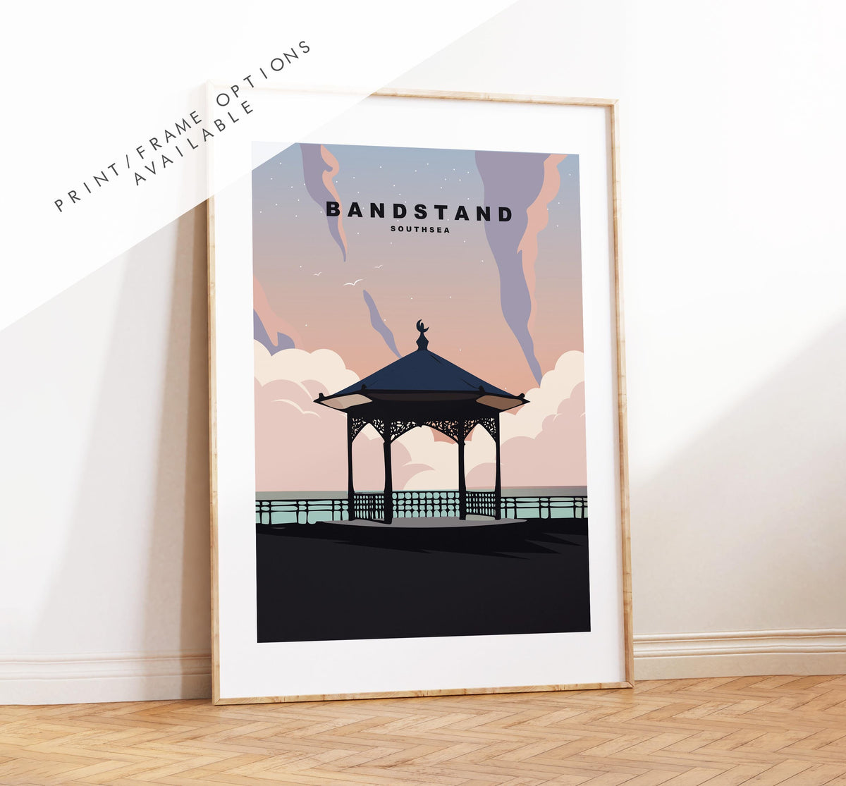 Southsea Bandstand Travel Poster (Sunset) - Wall Art Print - Southsea and Portsmouth Travel Posters - Prints or Framed Prints