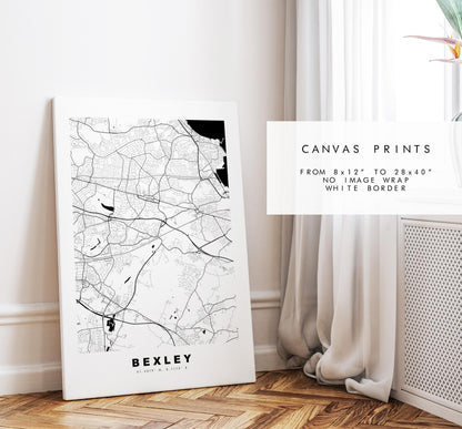 Bexley Map Print - Minimalist City Map Poster - Map Art - UK - Bexley Print - Bexley, London - Different Colours Available
