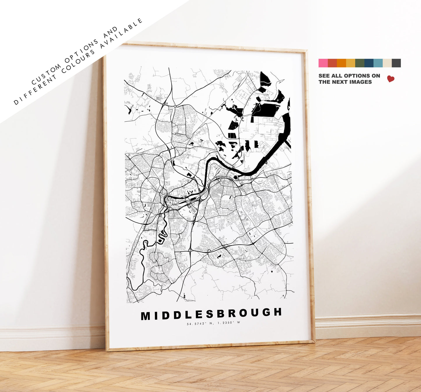 Middlesbrough Map Print - Minimalist City Map Poster - Map - UK - Middlesbrough Print - Middlesbrough Poster - Different Colours Available
