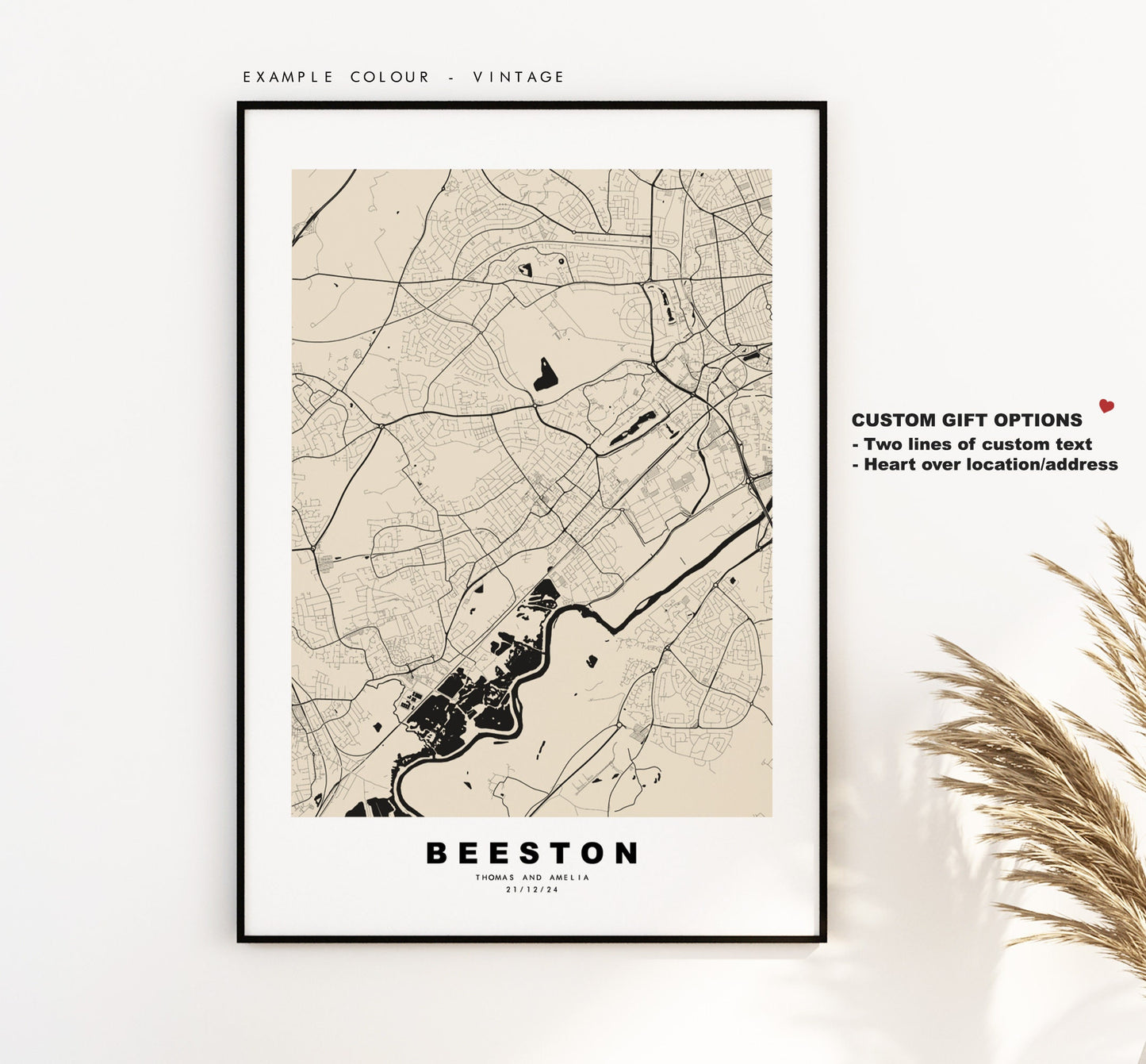 Beeston Map Print - Minimalist City Map Poster - Map Art - UK - Beeston Print - Beeston Poster - Different Colours Available