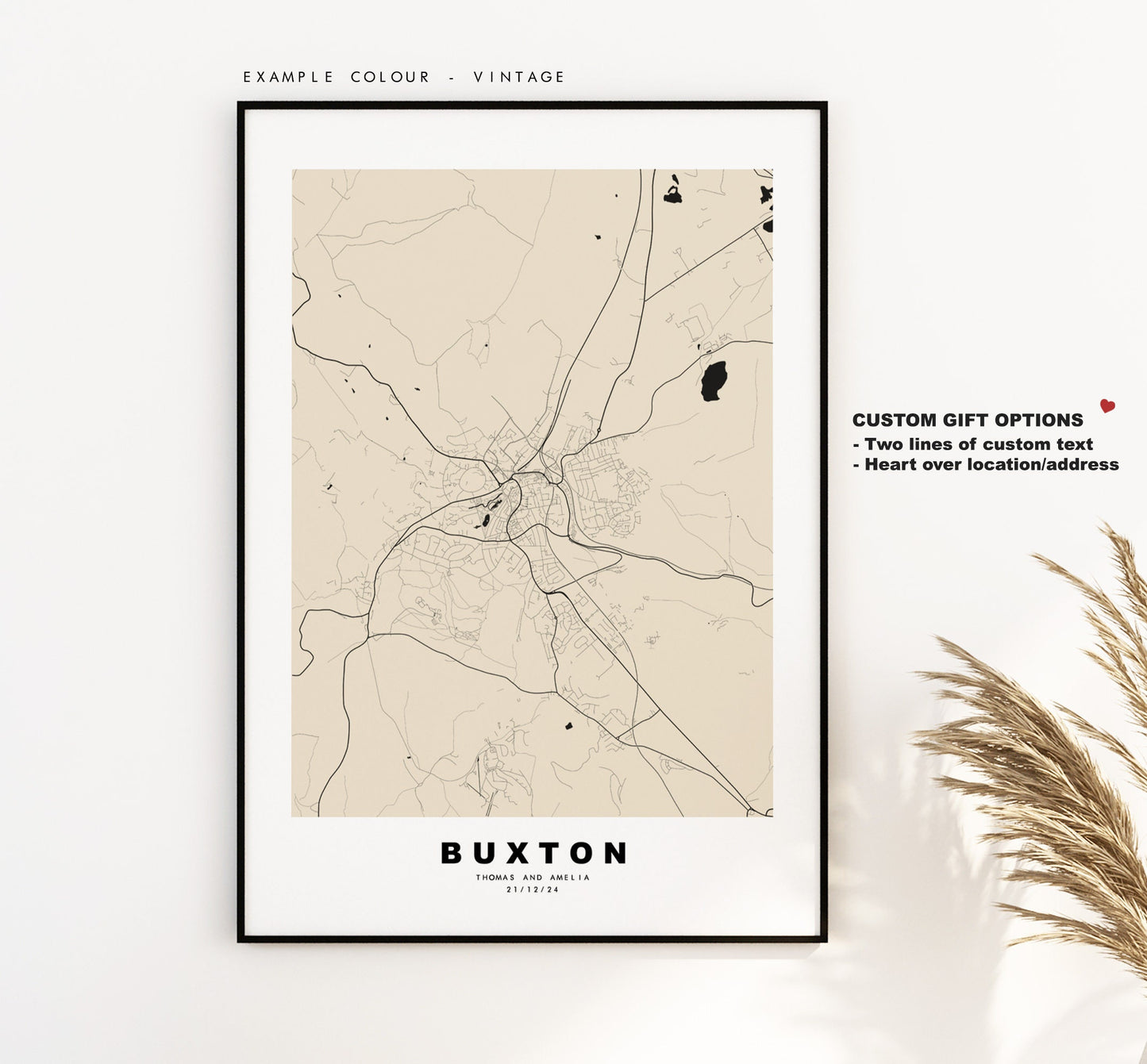 Buxton Map Print - Minimalist City Map Poster - Map Wall Art - UK - Buxton Print - Buxton Poster - Different Colours Available