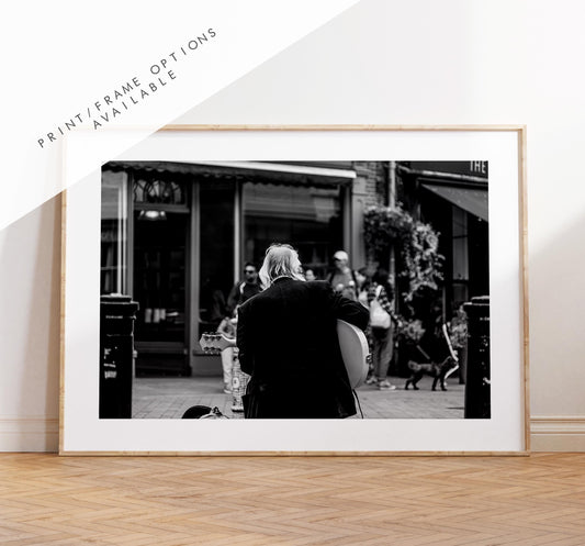 Street Performer Black and White Photography Print - Hampshire Photography Prints - Wall Art -  Frame and Canvas Options - Landscape  - UK