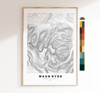 Waun Rydd Print - Contour Map - Brecon Beacons - Wales - Topographic Map - Print - Poster - Wall Art - Waun Rydd Poster - Map Print