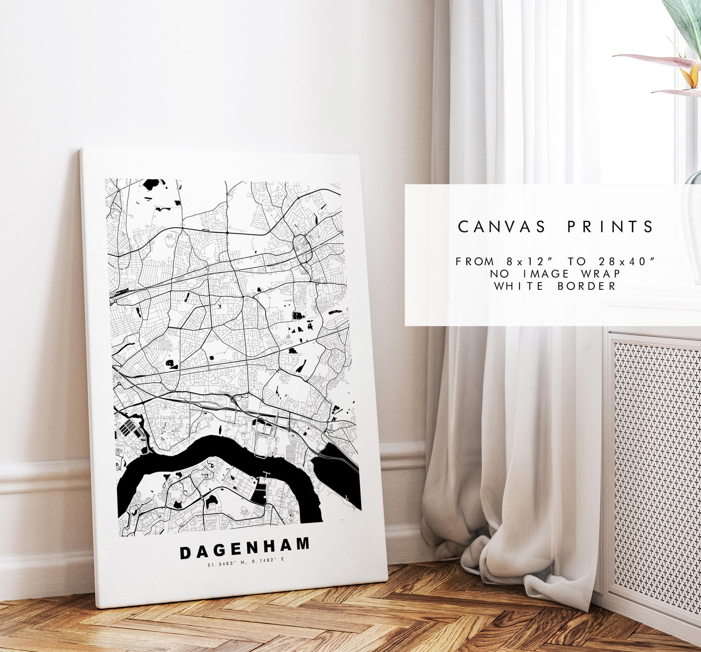 Dagenham Map Print - Minimalist City Map Poster - Map Art - UK - Dagenham Print - Dagenham, London - Different Colours Available