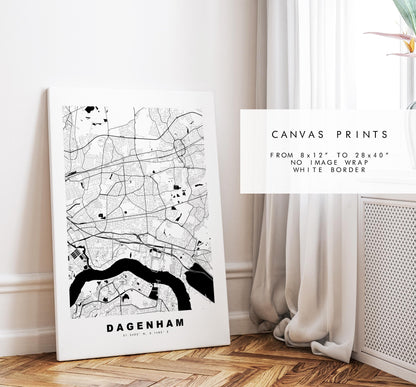 Dagenham Map Print - Minimalist City Map Poster - Map Art - UK - Dagenham Print - Dagenham, London - Different Colours Available