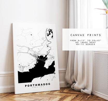 Porthmadog Map Print - Minimalist City Map Poster - Map Art - Wales - UK - Porthmadog Print - Porthmadog Poster - Different Colours Available