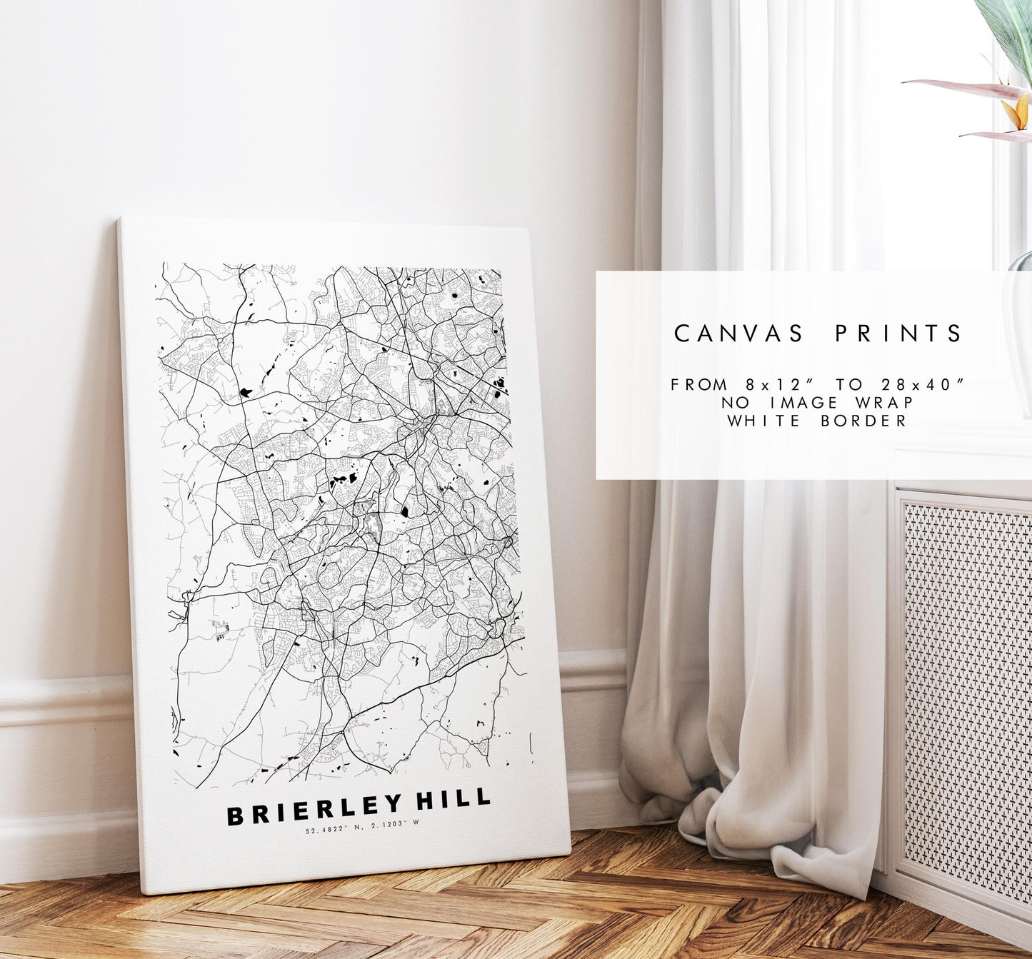 Brierley Hill Map Print - Minimalist City Map Poster - Map Art - UK - Brierley Hill Print - West Midlands - Different Colours Available