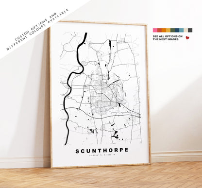 Scunthorpe Map Print - Minimalist City Map Poster - Map Art - UK - Scunthorpe Print - Scunthorpe Poster - Different Colours Available